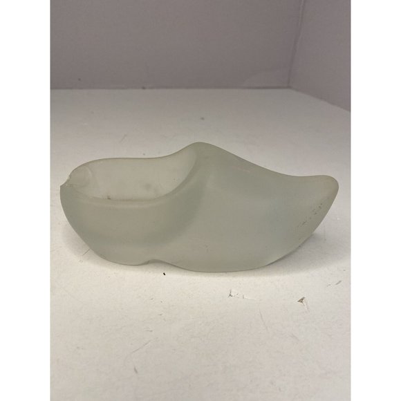 MCM Frosted Glass Figural Dutch Wooden Clog Shoe Ashtray READ - Picture 11 of 11